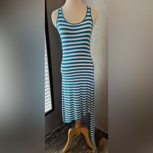 Michael Kors Blue White Striped Maxi Dress XS